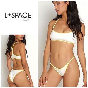 New. L*SPACE white and yellow bikini. Large. Retails. $198
